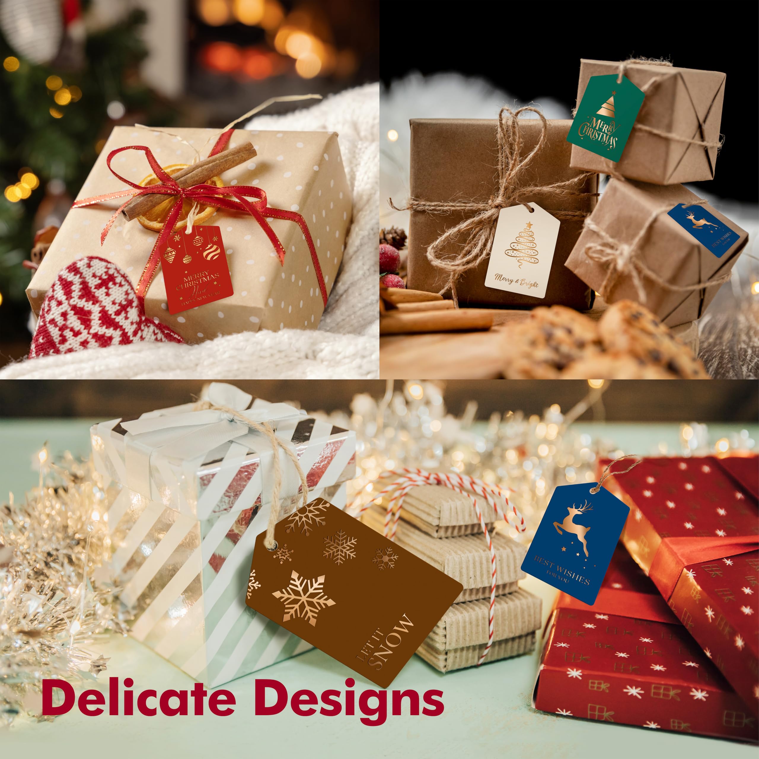 Amazon.com: 100 PCS Christmas Gift Tags, Gold Foil Design Gift